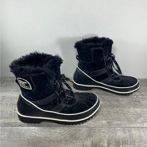 Sorel NL2089 Tivoli II Black Suede Winter Snow Women’s Booties Boots Size 9.5